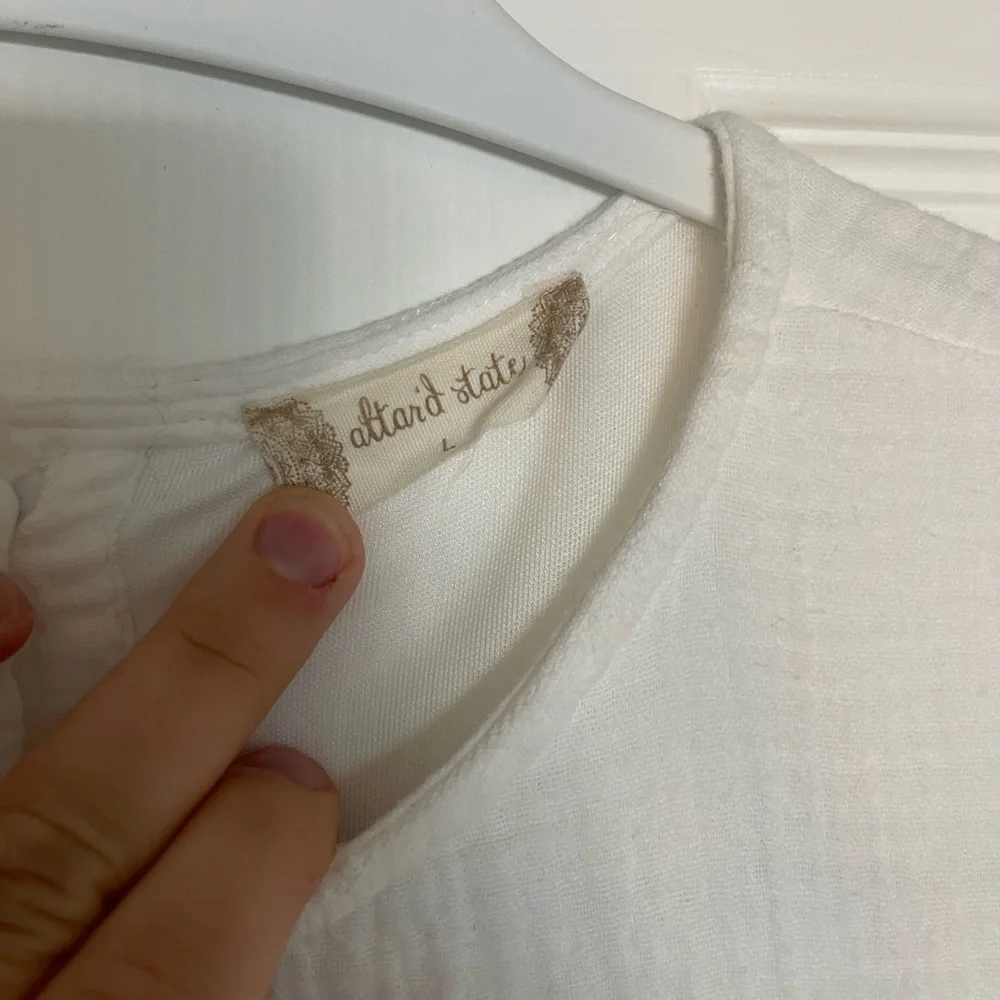 Altard State Dress White Cotton Puff Sleeve Large - Picture 5 of 7